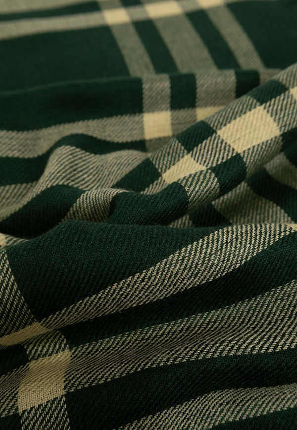 Burberry Checked Wool-Blend Scarf Green 8083800 B8636-IVY