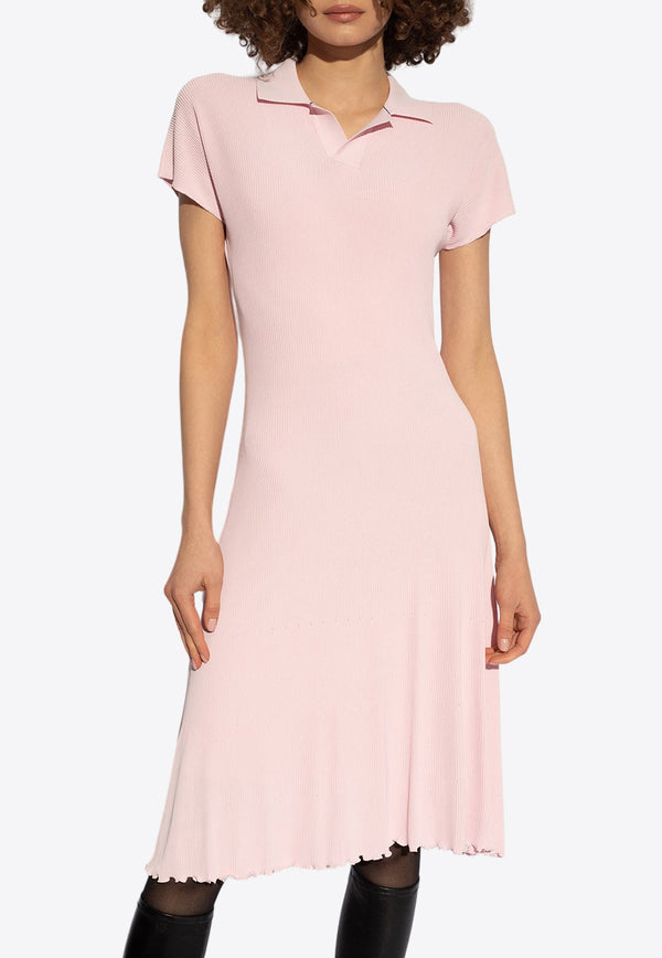 Burberry Ribbed Midi Polo Dress Pink 8083910 A3238-CAMEO