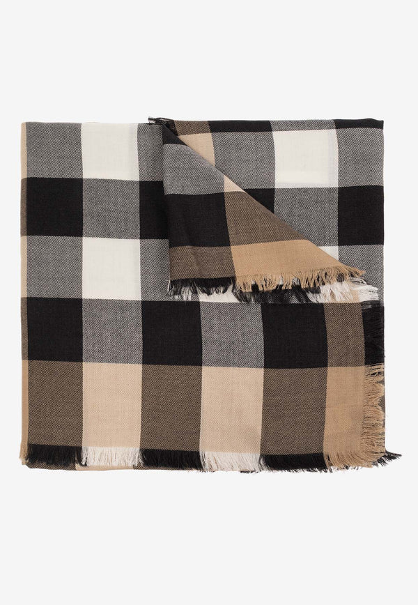 Burberry Fringed Checked Scarf Multicolor 8083292 A7026-ARCHIVE BEIGE
