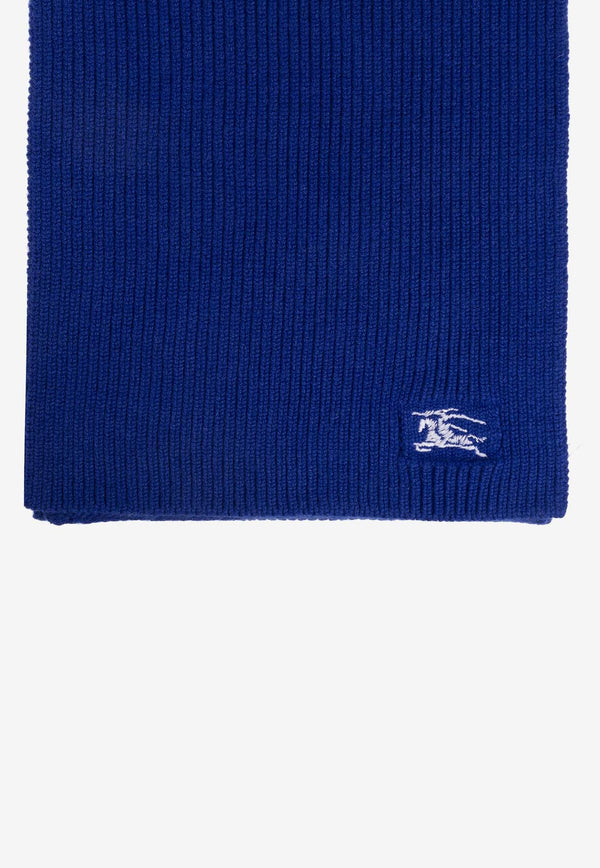 Burberry Cashmere Ribbed Knit Scarf Blue 8085770 B7323-KNIGHT