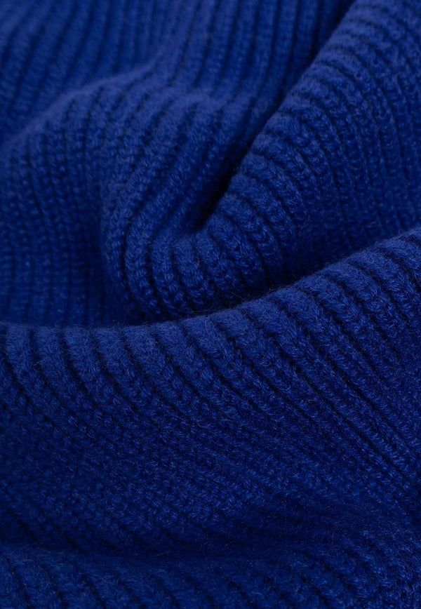 Burberry Cashmere Ribbed Knit Scarf Blue 8085770 B7323-KNIGHT