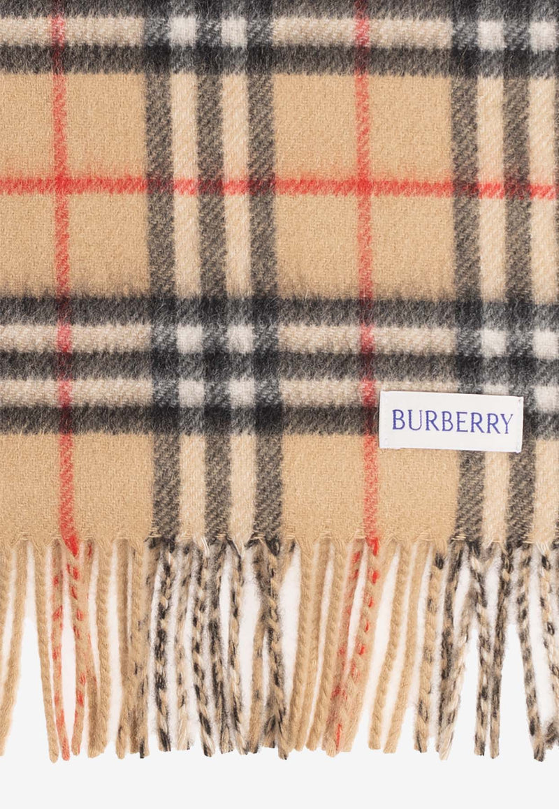 Burberry Checked Wool Fringed Scarf Beige 8082480 A7026-ARC BEIGE ARC BEIGE