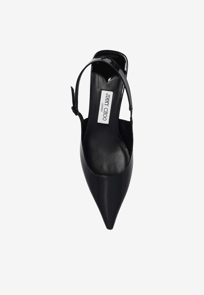 Jimmy Choo Amel 50 Patent Leather Slingback Pumps Black AMEL 50 PAT-BLACK