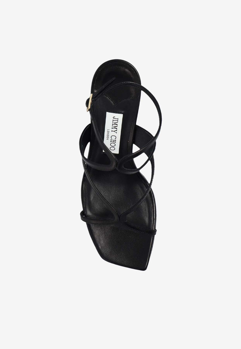 Jimmy Choo Azie 85 Nappa Leather Sandals Black AZIE 85 NAP-BLACK