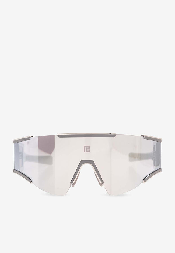 Balmain Fleche Full Rectangular Mask Sunglasses Gray BPS-138E-141 0-0