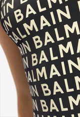 Balmain All-Over Logo Print One-Piece Swimsuit Black BKBGA1740 0-022