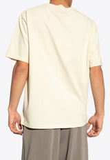 Balmain Western Logo Print T-shirt Cream CH1EG000 GD28-GSK