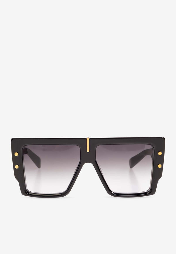 Balmain B-Grand Square Frame Sunglasses Gray BPS-144A-57 0-0