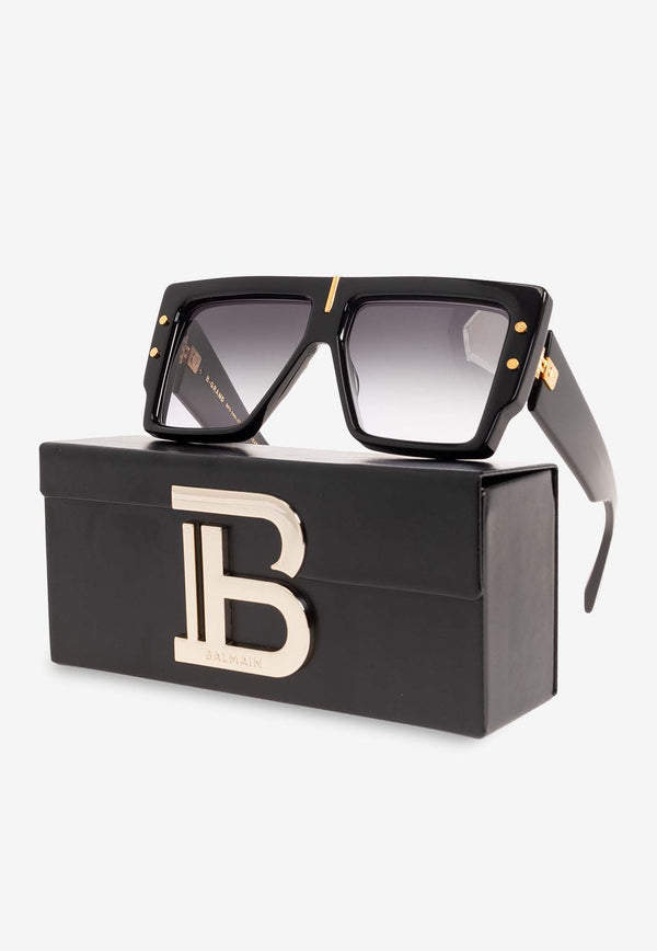 Balmain B-Grand Square Frame Sunglasses Gray BPS-144A-57 0-0