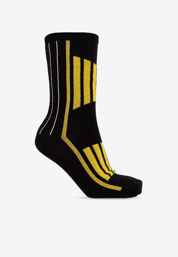 GANNI Striped Organic Socks Black A5764 5845-358