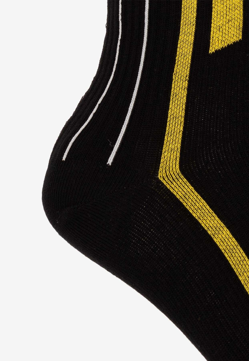 GANNI Striped Organic Socks Black A5764 5845-358