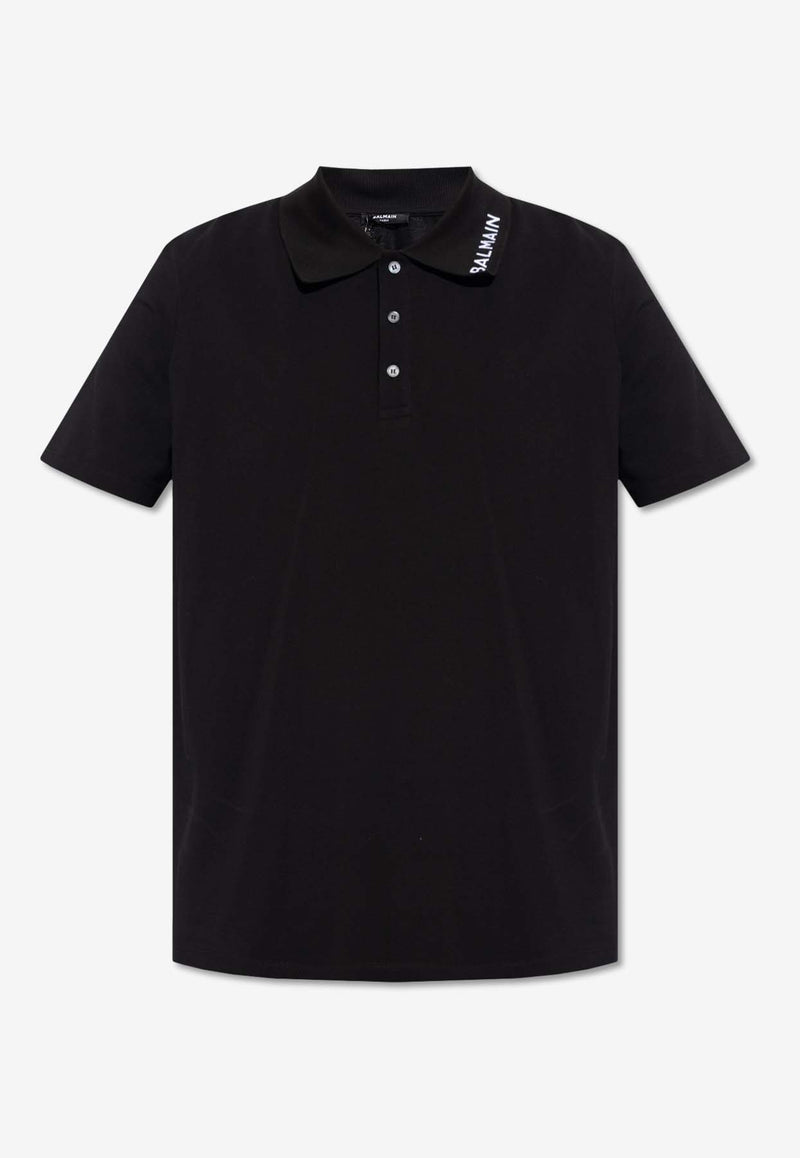 Balmain Embroidered Logo Polo T-shirt Black CH1GC026 BC62-EAB