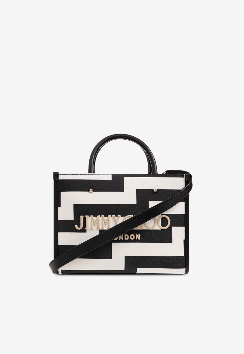 Jimmy Choo Small Avenue Shoulder Bag Monochrome AVENUE S TOTE CZP-BLACK WHITE NEUTRAL LIGHT