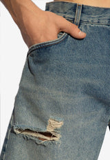 Balmain Distressed Washed Denim Shorts Blue CH1MA020 DD97-6FF