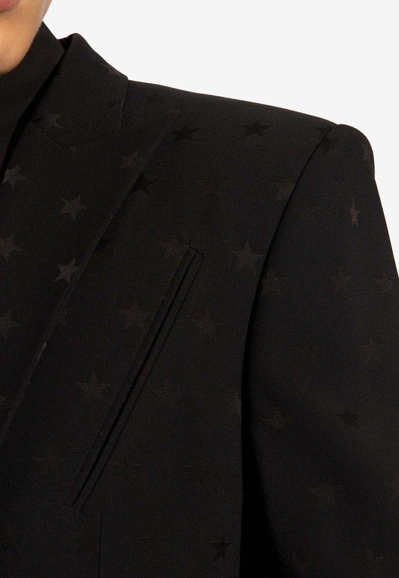 Balmain Stars Print Single-Breasted Blazer Black CH1SE205 VE31-0PA