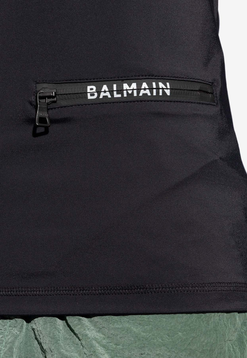 Balmain Contrasting Logo Rash Guard Black BWM351330 0-001