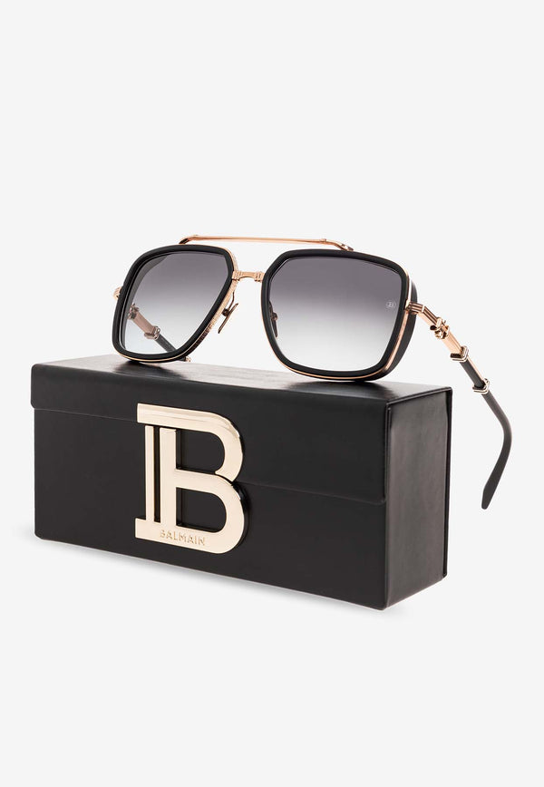 Balmain O.R Square-Frame Sunglasses Gray BPS-108E-58 0-0
