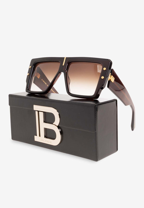 Balmain B-Grand Oversized Square Sunglasses Brown BPS-144C-57 0-0