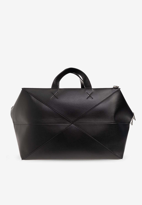 Loewe Medium Puzzle Fold Calf Leather Duffle Bag Black B510PUBX01 0-BLACK