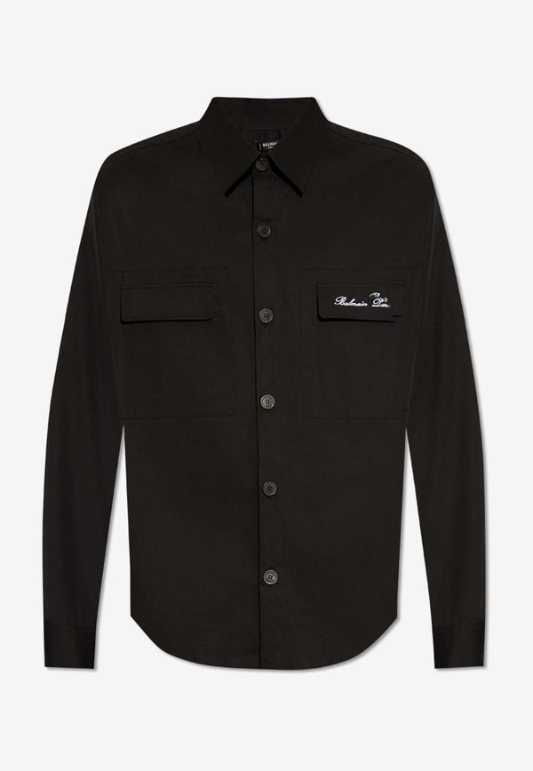 Balmain Signature Embroidered Shirt Black CH1HS166 CC63-0PA