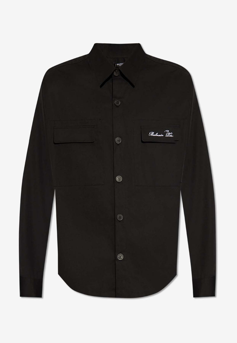 Balmain Signature Embroidered Shirt Black CH1HS166 CC63-0PA