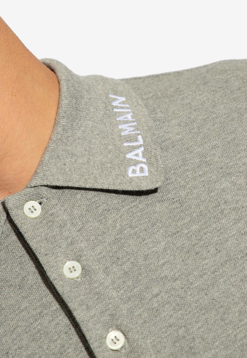 Balmain Embroidered Logo Polo T-shirt Gray CH1GC026 BC62-YDU