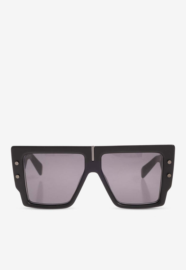 Balmain B-Grand Oversized Square Sunglasses Gray BPS-144D-57 0-0