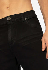 Balmain Logo Embroidered Straight-Leg Jeans Black CH1MI070 DD96-0PA