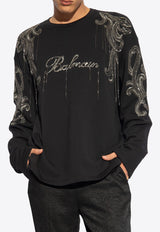 Balmain Chain Embroidered Crewneck Sweater Black CH1JQ049 PC17-EJP