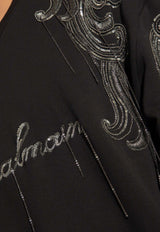 Balmain Chain Embroidered Crewneck Sweater Black CH1JQ049 PC17-EJP