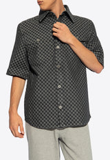 Balmain Monogram Jacquard Short-Sleeved Shirt Black CH1HB035 DE17-EAB