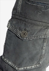 Balmain Straight-Leg Faded Cargo Jeans Gray CH1MI075 DE03-0PC