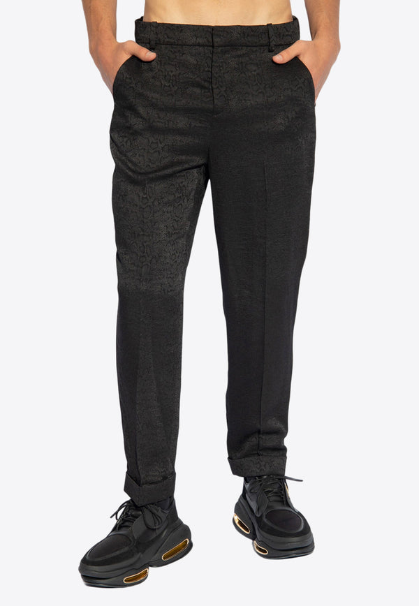 Balmain Jacquard Snakeskin Slim Pants Black CH1PM030 XH86-0PA