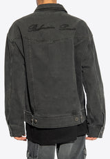 Balmain Distressed Button-Up Denim Jacket Black CH1TC300 DD95-0PC