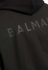 Balmain Logo Patch Zip-Up Bomber Jacket Black CH1TF445 XG49-0PA