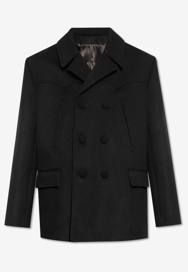 Balmain Double-Breasted Short Coat Black CH1UD220 WB50-0PA