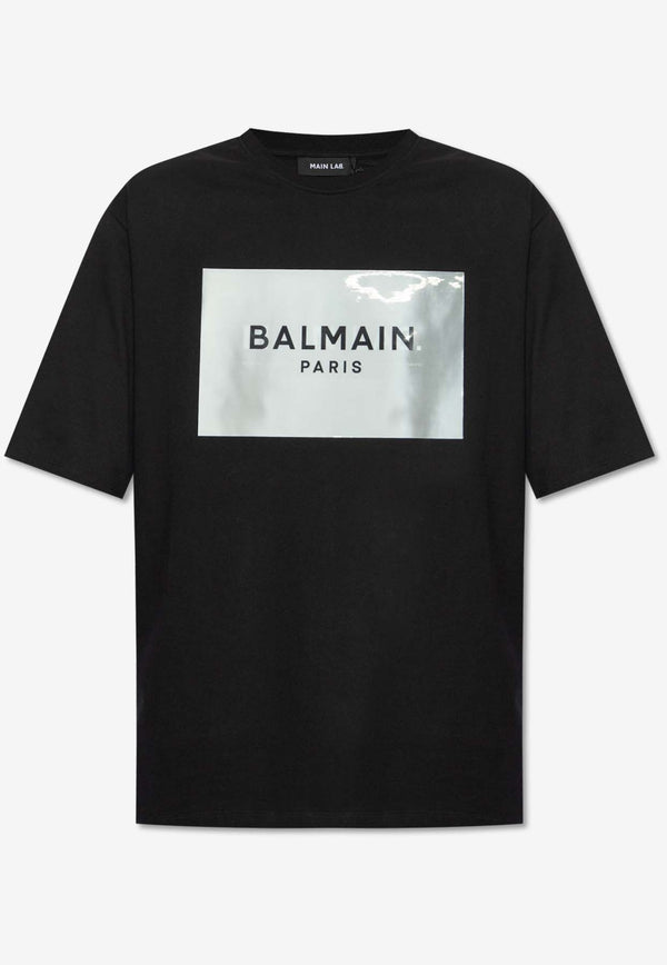 Balmain Holographic Logo T-shirt Black CH6EH015 BC69-0PA