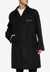 Balmain Signature Logo Single-Breasted Coat Black CH1UE165 XG88-0PA