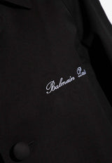 Balmain Signature Logo Single-Breasted Coat Black CH1UE165 XG88-0PA