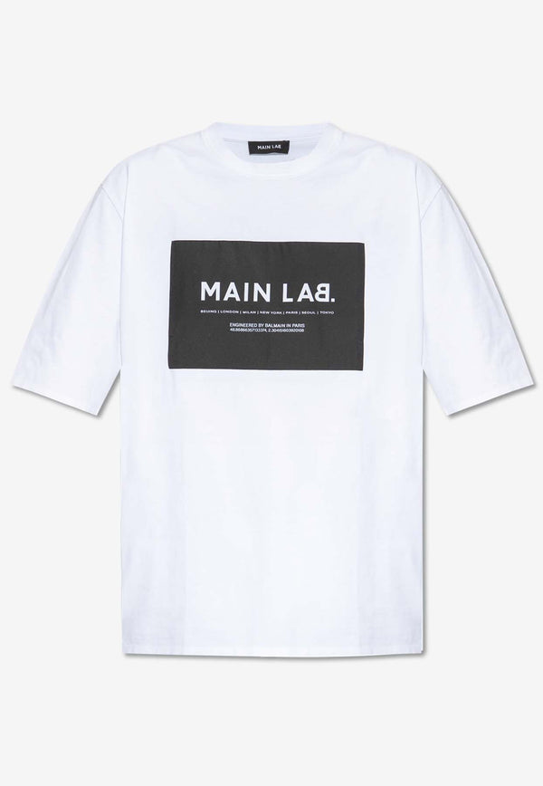 Balmain Main Lab Crewneck T-shirt White CH6EH015 JH91-GAB
