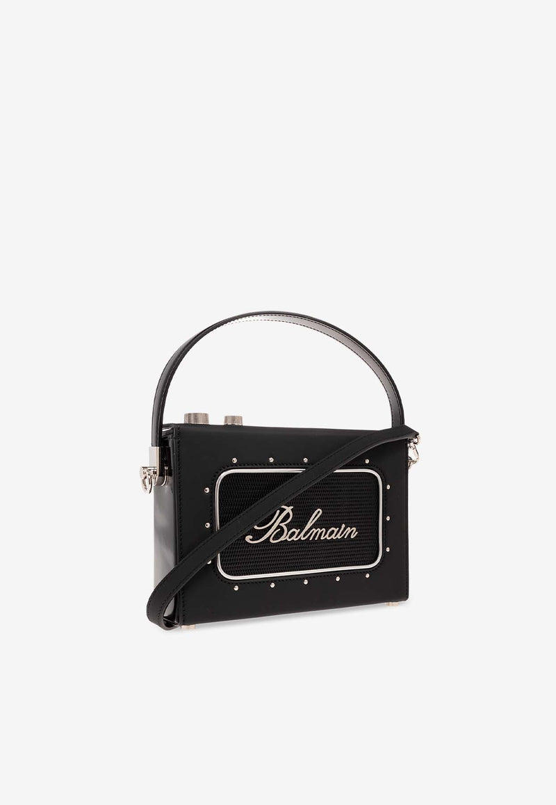 Balmain Radio Leather Shoulder Bag Black CM1BB212 TGBO-0PA