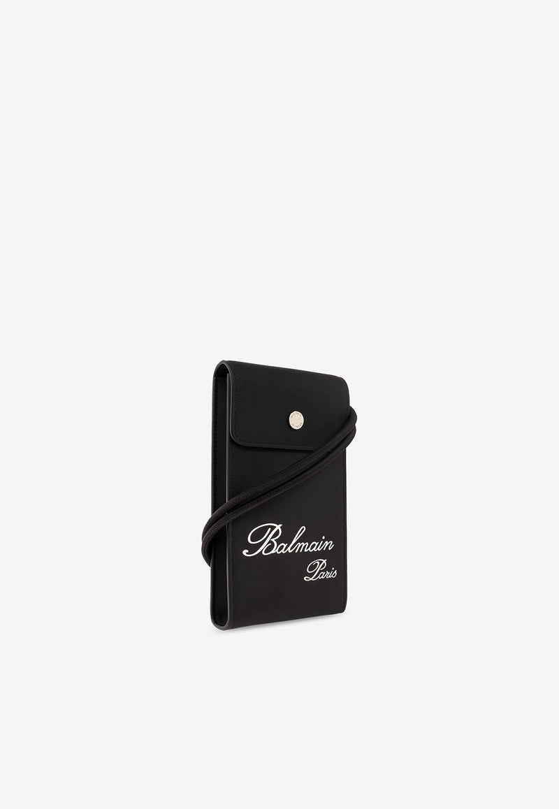 Balmain Logo Print Phone Holder Black CM1SB057 TGBO-0PA