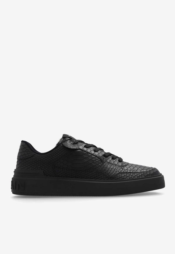 Balmain B-Court Snake Print Leather Low-Top Sneakers Black CM1VI349 LMAT-0PA
