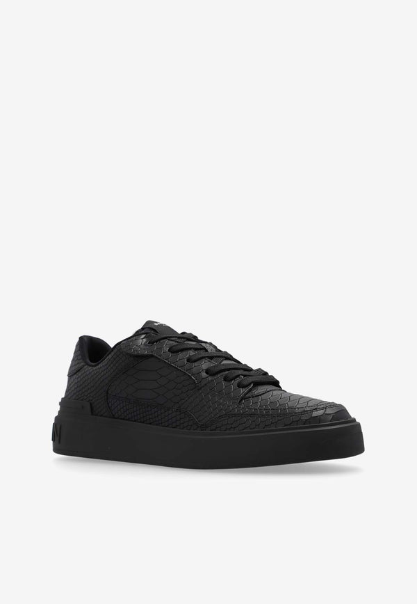 Balmain B-Court Snake Print Leather Low-Top Sneakers Black CM1VI349 LMAT-0PA