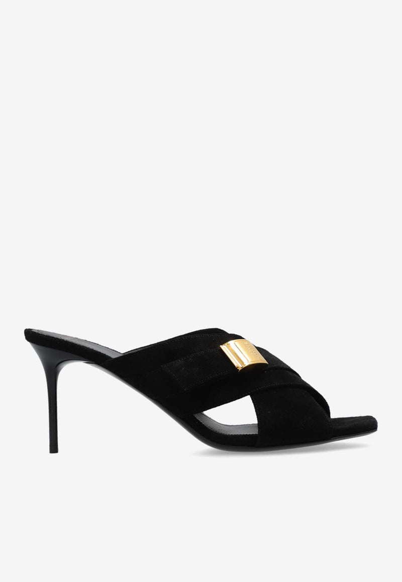 Balmain Uma 75 Suede Mules CN1UR978 LCMK-0PA