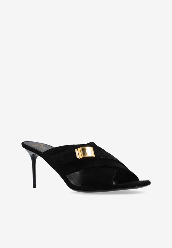 Balmain Uma 75 Suede Mules CN1UR978 LCMK-0PA