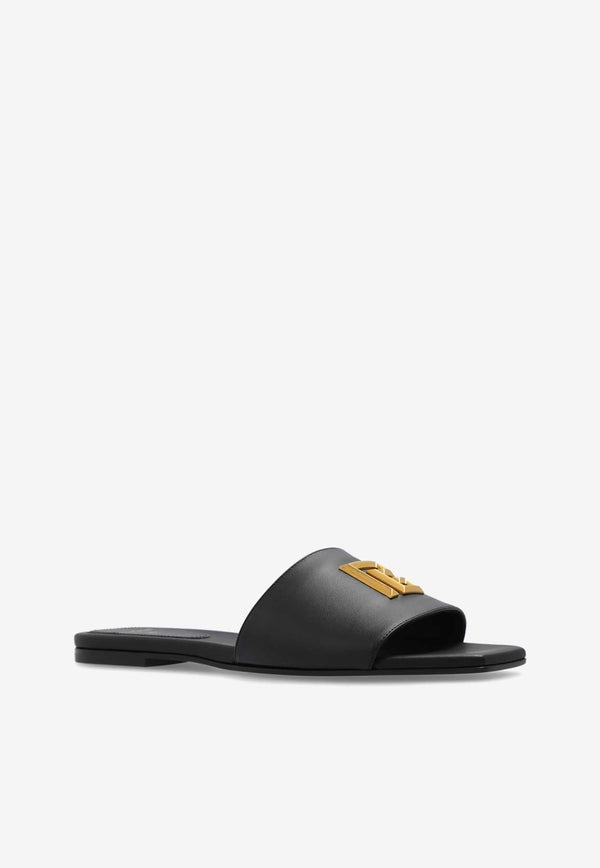 Balmain Dafne Logo Plaque Flat Sandals Black CN1UP966 LVIT-0PA