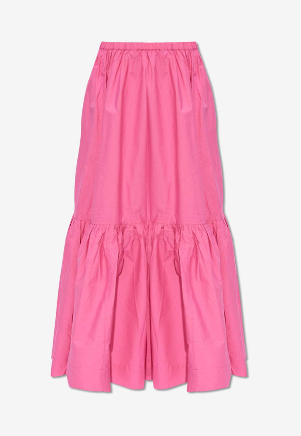 GANNI Ruffled Organic Maxi Skirt Pink F8764 6479-072