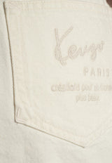 Kenzo High-Rise Denim Shorts White FE52DS200 6W4-WT