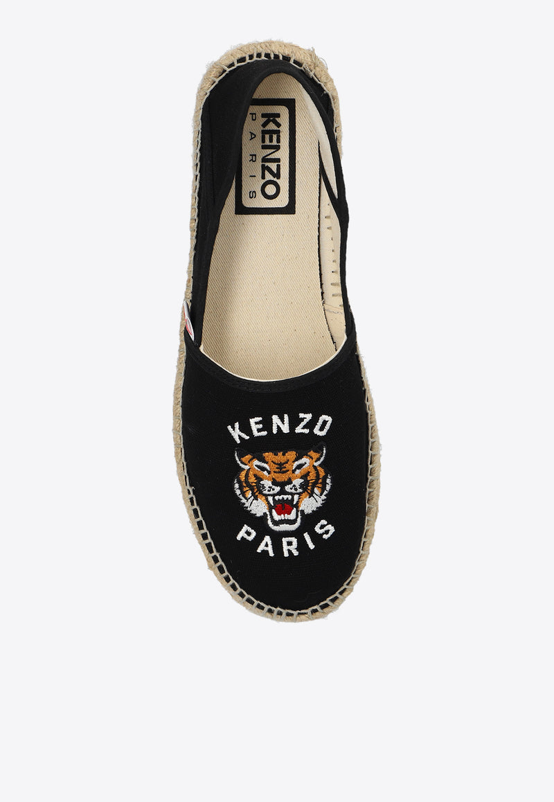 Kenzo Lucky Tiger Embroidered Espadrilles Black FE52ES030 F81-99